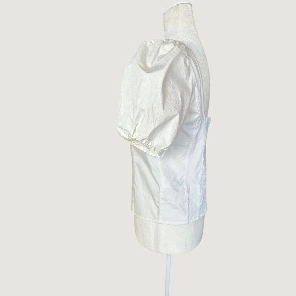 J.Crew‎ Women Puff Sleeve Square Neck Top 6 NEW White Cotton Poplin Milkmaid